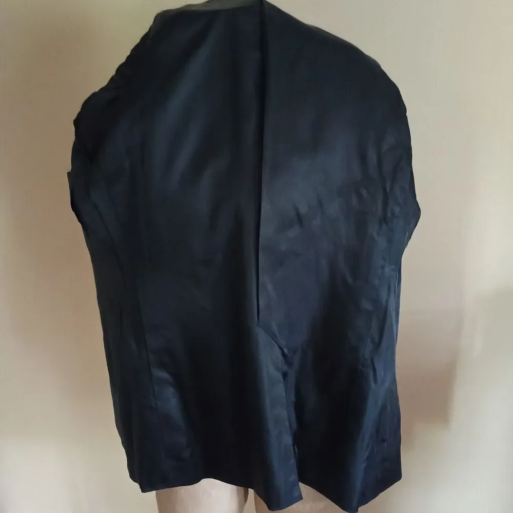 Vtg Hickey Freeman Saks Black Pinstripe Suit 42L 36x33 Wool/Cashmere USA Boardrm
